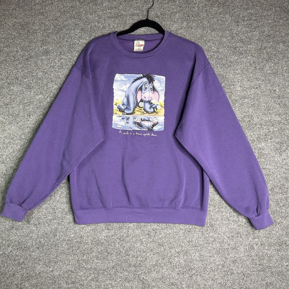 The Disney‎ Store Eeyore Pullover Sweatshirt Size Large Purple Graphic Print